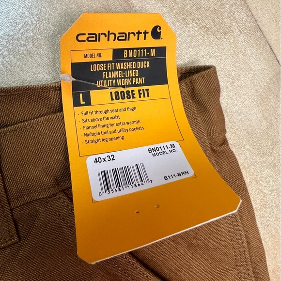 Carhartt Loose Fit Washed Duck Flannel-lined Utility Work Pant Size 40 x 32 - Picture 4 of 12